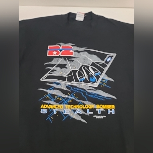 B2 Advanced Technology Bomber Stealth Black XL Cotton Shirt American Eagle 1988 - Picture 2 of 16